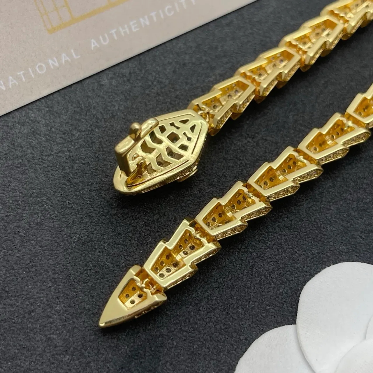 Gold-Tone Pavé Snake Motif Necklace 5