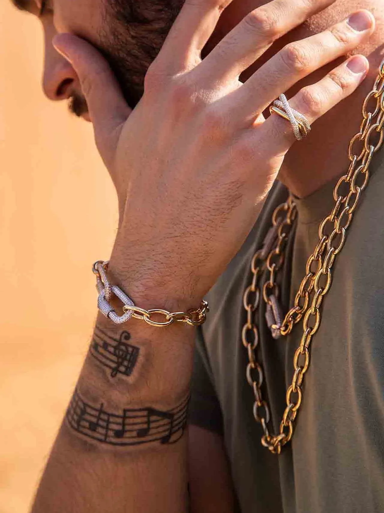 Gold-Tone Pavé Stone Chain Link Bracelet 3