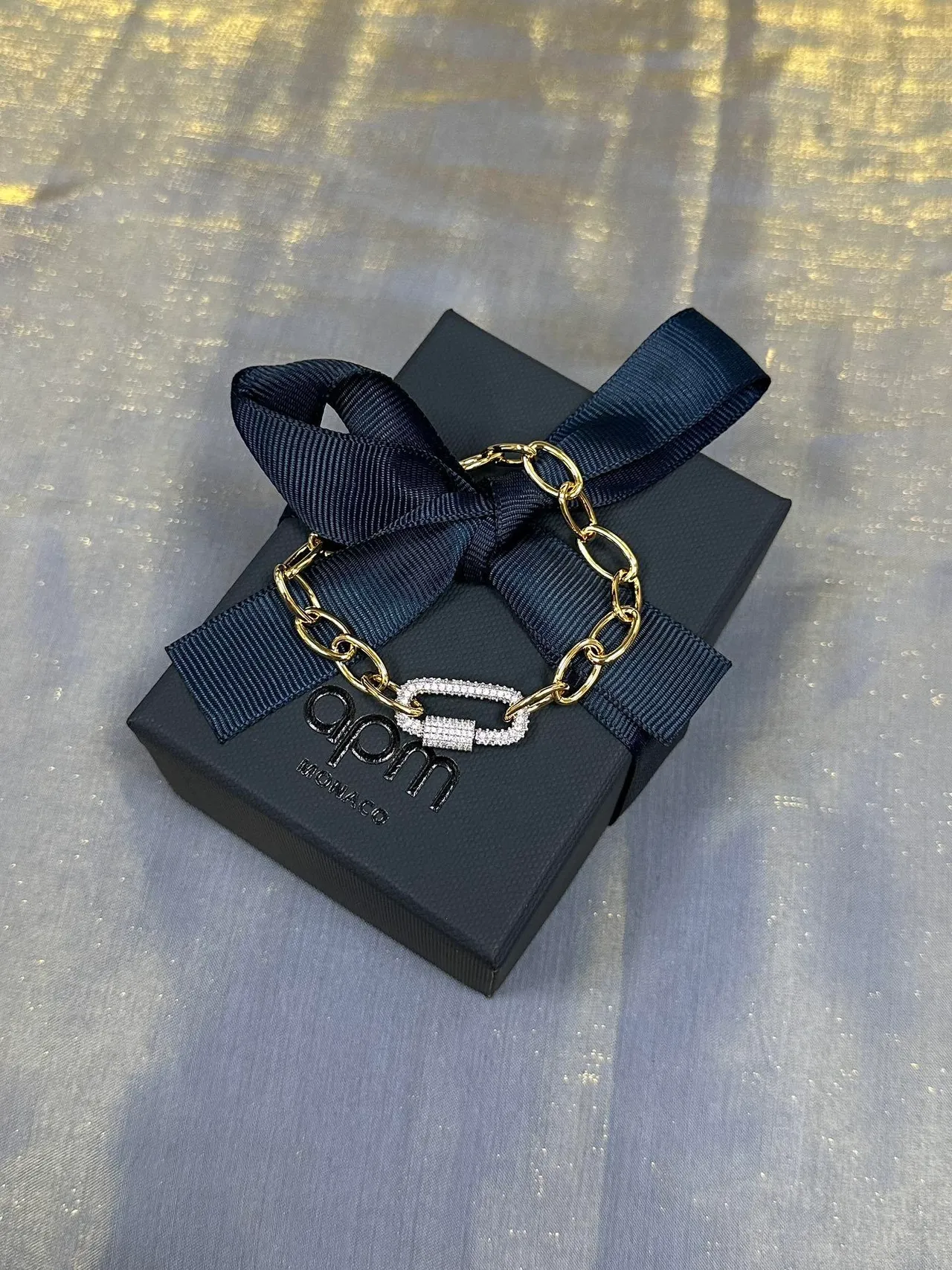 Gold-Tone Pavé Stone Chain Link Bracelet 6