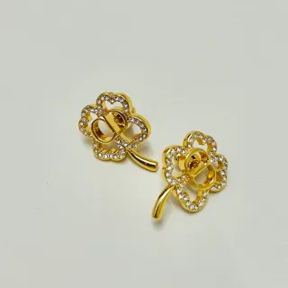 Gold-Tone Quatrefoil Pavé Crystal Stud Earrings