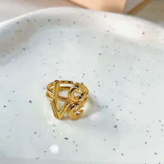 Gold-Tone Sculpted LOVE Letter Ring