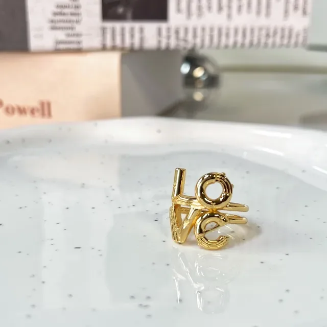 Gold-Tone Sculpted LOVE Letter Ring 2