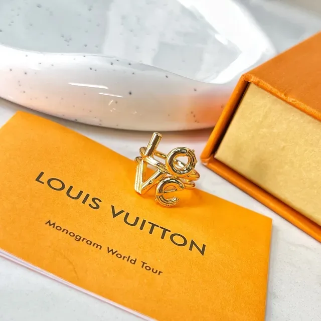 Gold-Tone Sculpted LOVE Letter Ring 5