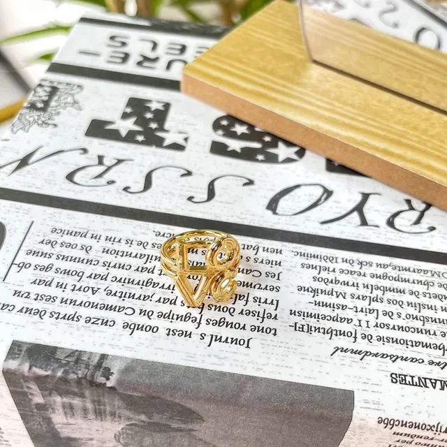 Gold-Tone Sculpted LOVE Letter Ring 8