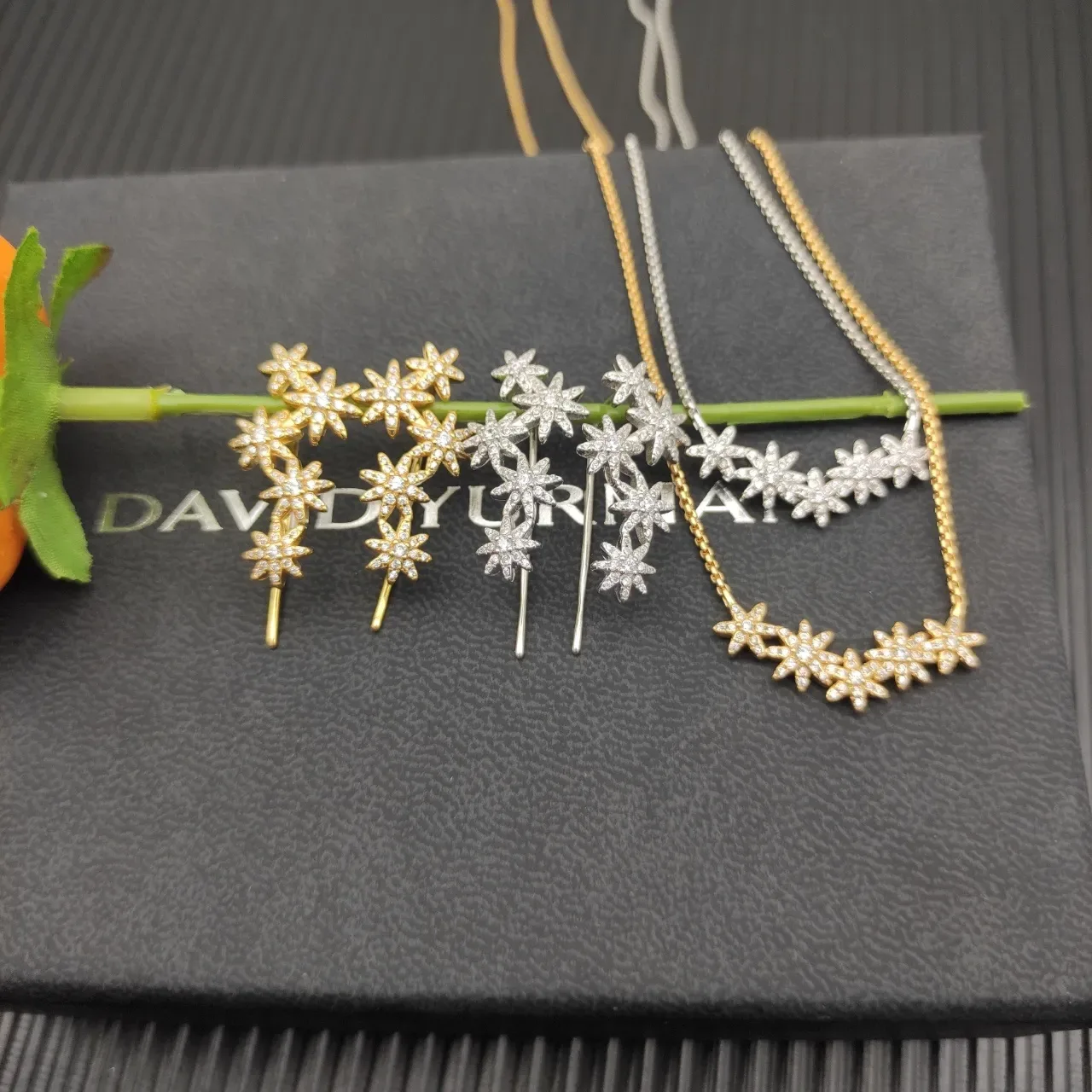 Gold-Tone Starburst Pavé Ear Cuffs Earrings 3