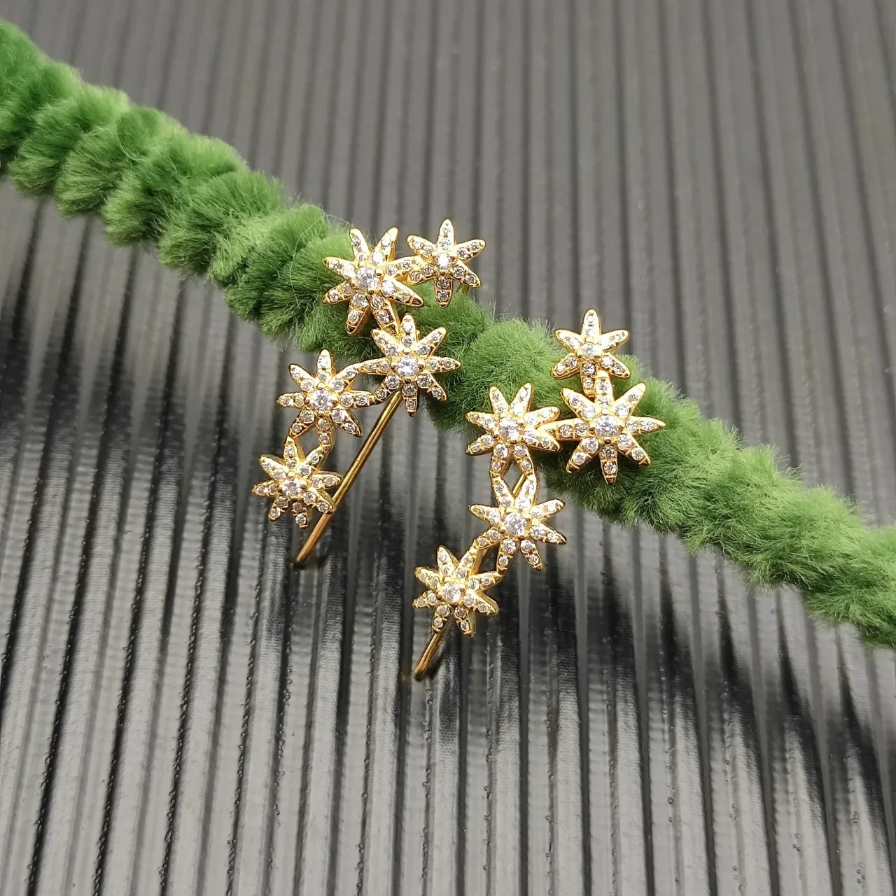 Gold-Tone Starburst Pavé Ear Cuffs Earrings 6