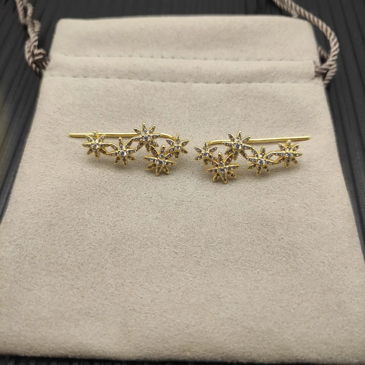 Gold-Tone Starburst Pavé Ear Cuffs Earrings 8