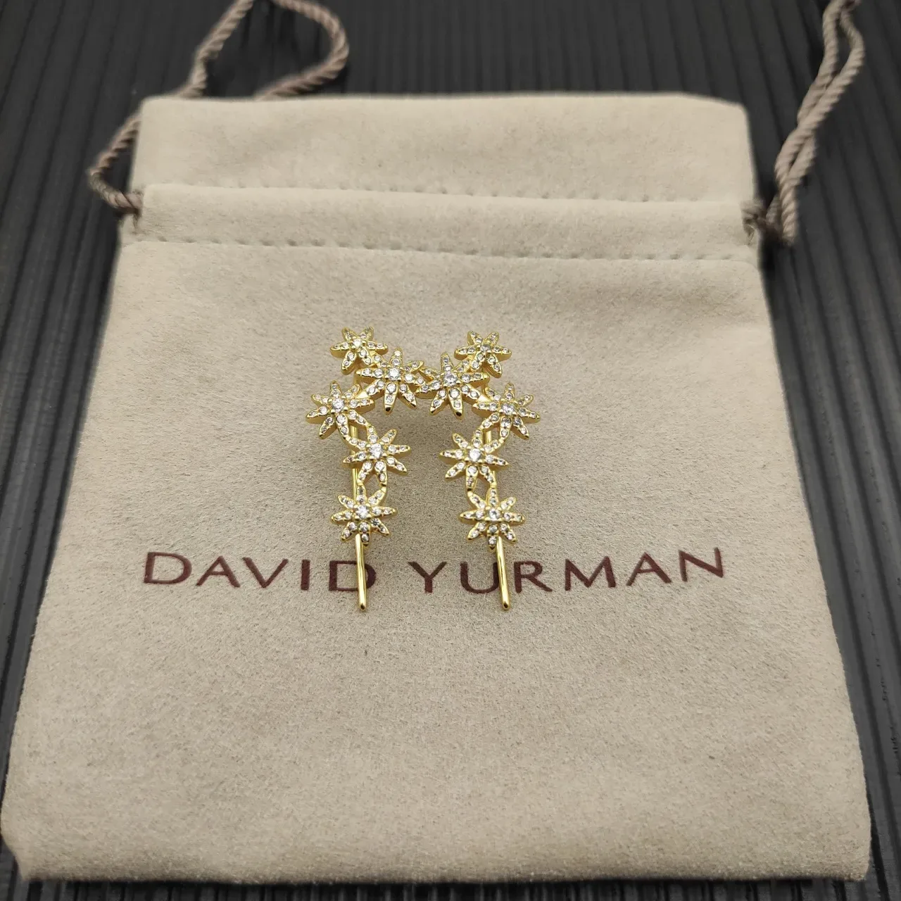 Gold-Tone Starburst Pavé Ear Cuffs Earrings 9