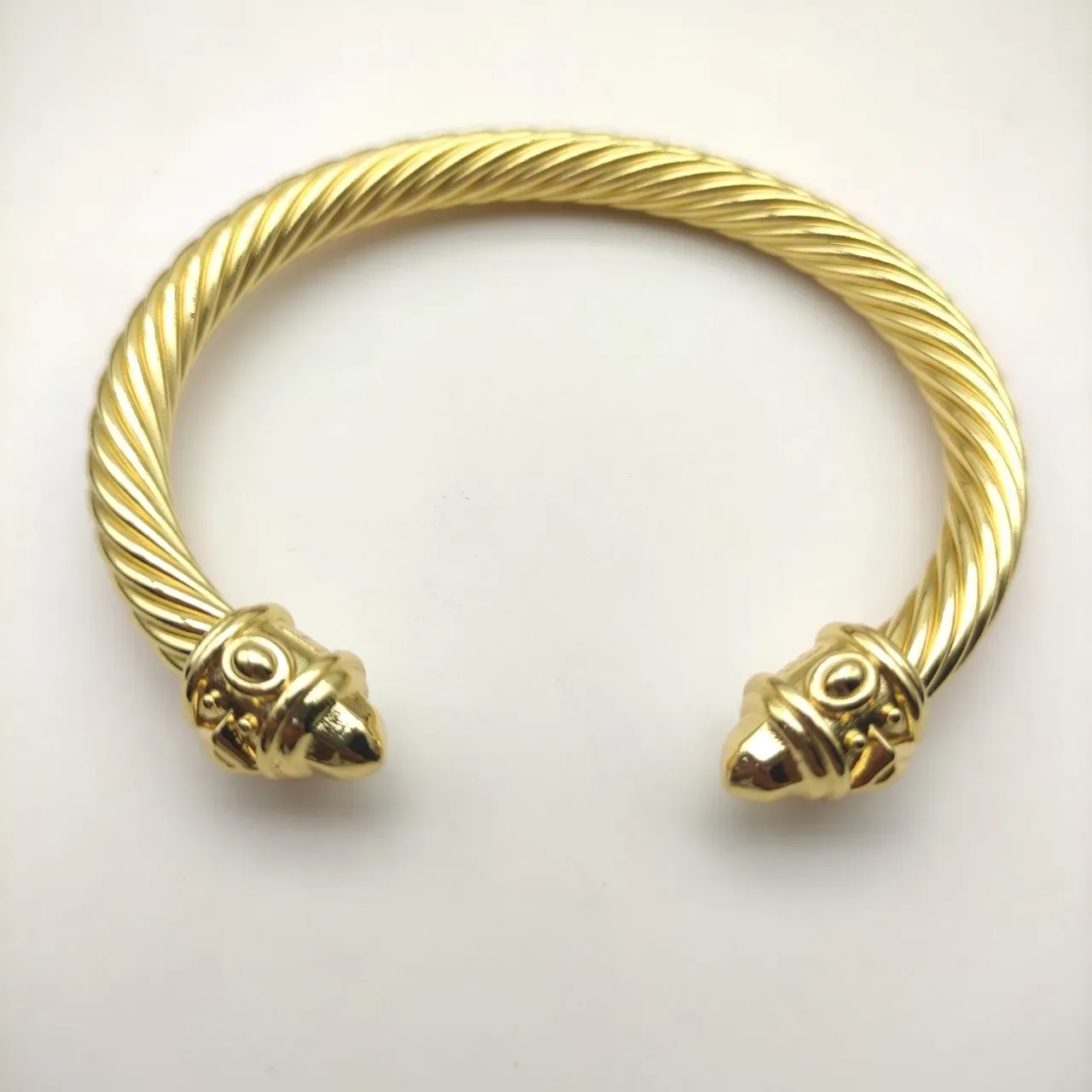 Gold-Toned Twisted Rope Cabled Open Bangle Jewelry 4