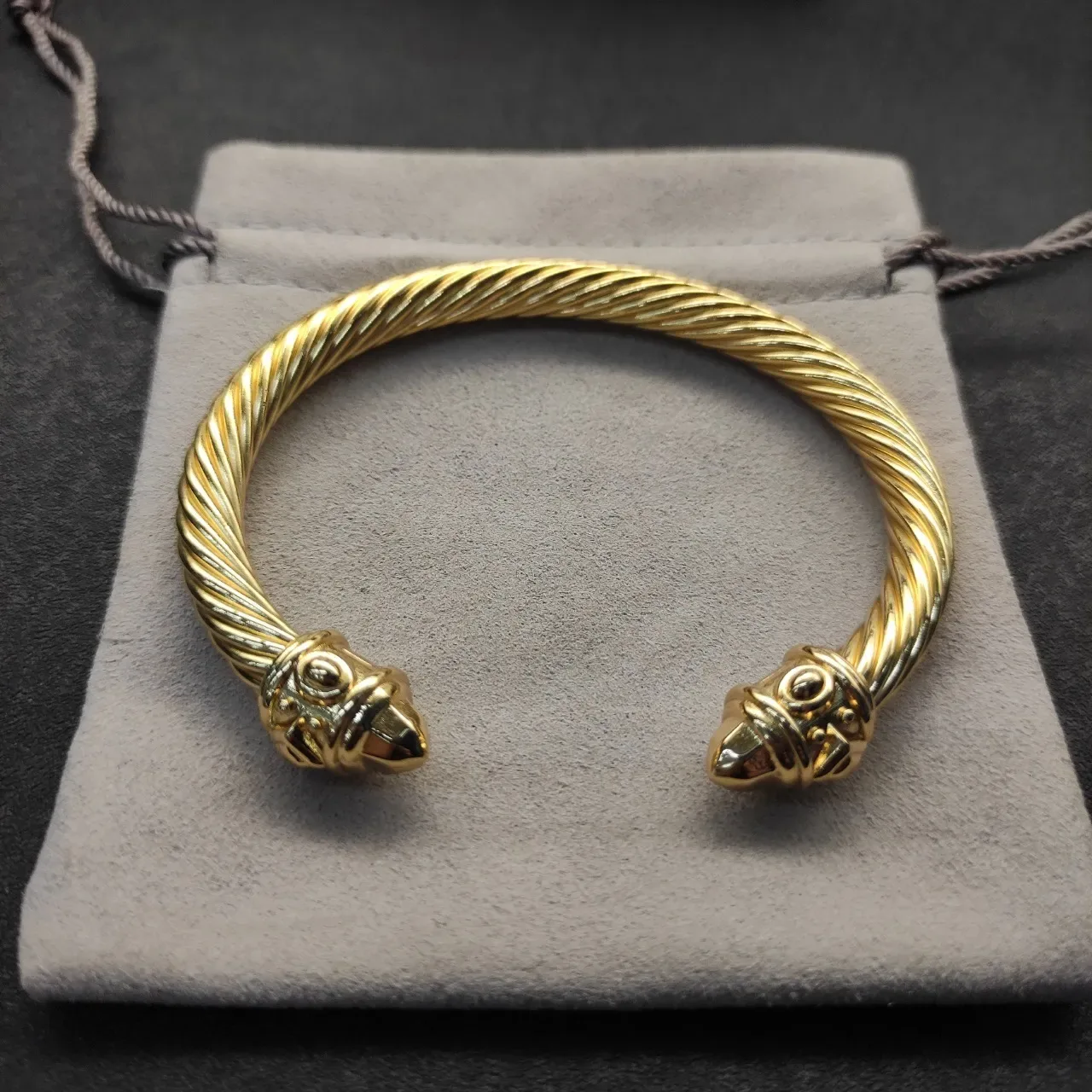 Gold-Toned Twisted Rope Cabled Open Bangle Jewelry 5