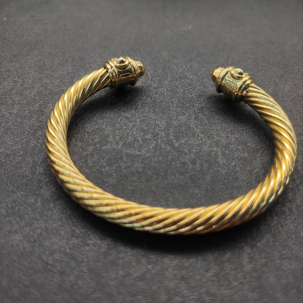 Gold-Toned Twisted Rope Cabled Open Bangle Jewelry 7