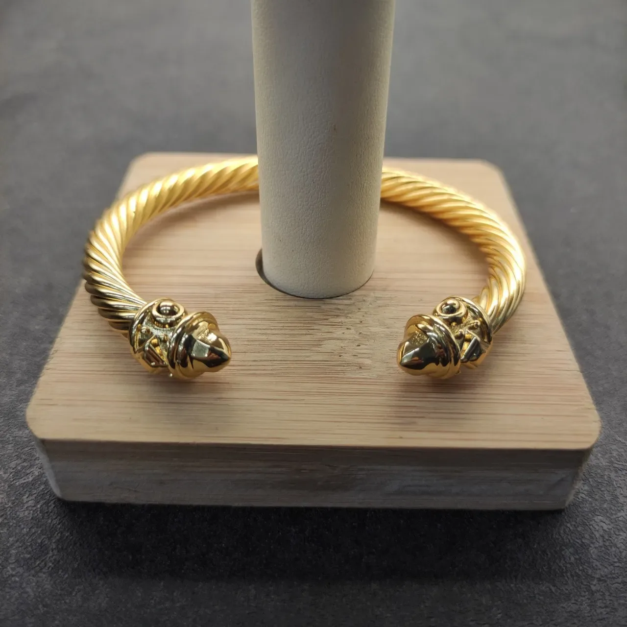 Gold-Toned Twisted Rope Cabled Open Bangle Jewelry 8