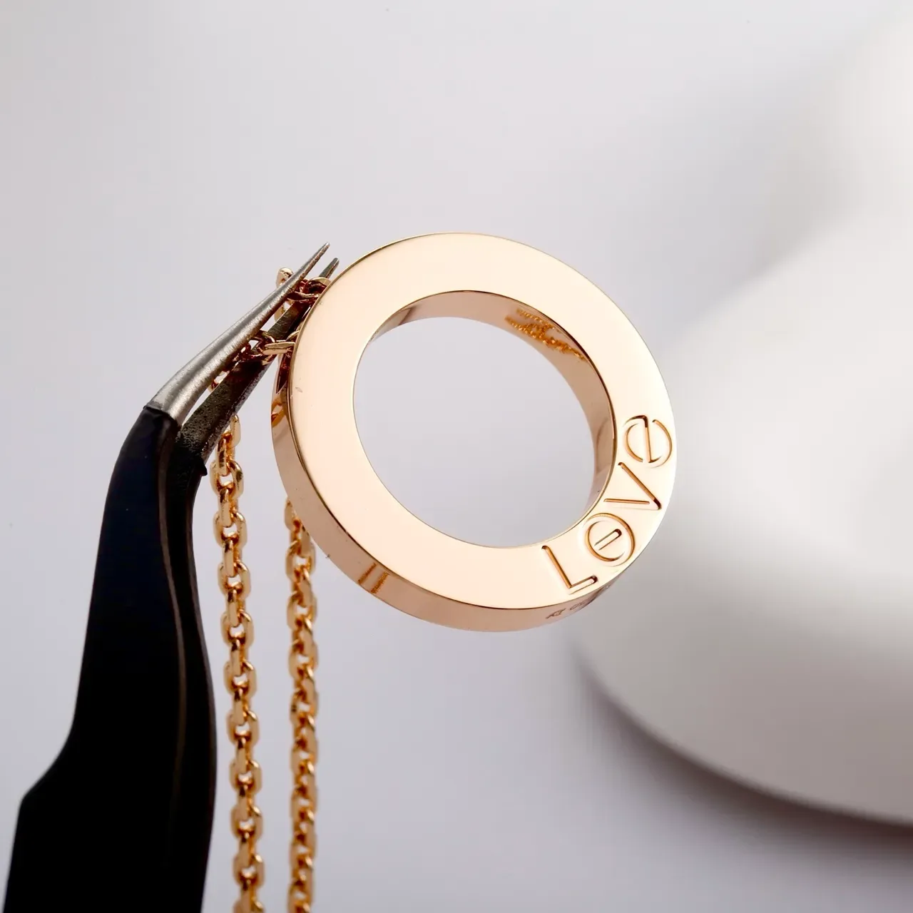 Gold Transparent Circular Open-Ring Pendant Six Bezel-Set Clear Stones Necklace 5