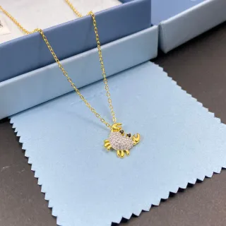 Colar Pendentif de Caranguejo Dourado Branco em Forma Pavé-Set Pedra Corpo