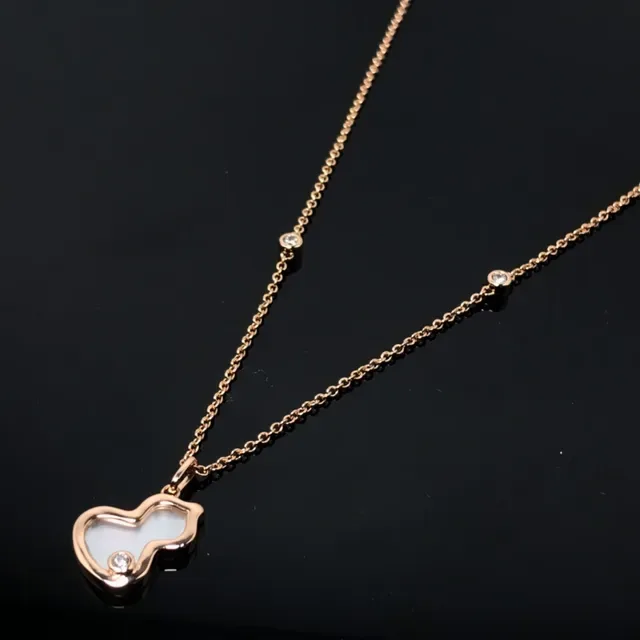 Gold White Rose Mother-of-Pearl Inlay Necklace 4