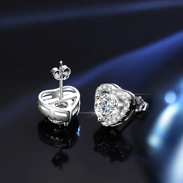 GRA Moissanite Cushion-Cut Halo Ring Set Silver Tone Rings 5