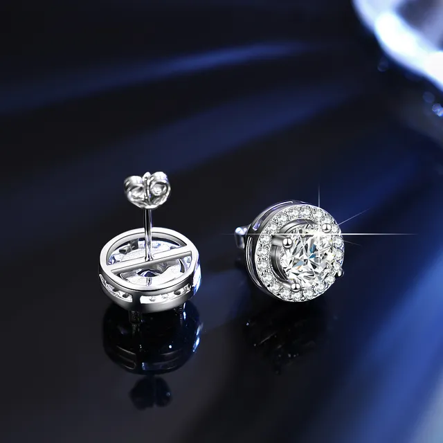 GRA Moissanite Cushion-Cut Halo Ring Set Silver Tone Rings 8