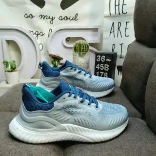 Tênis Lifestyle Gradiente Cinza Azul Marinho Malha Tricotada com Cordões