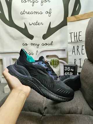 Gradient Gray Navy Blue Knit Mesh Lace-Up Lifestyle Sneakers 15