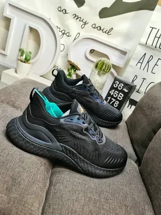 Gradient Gray Navy Blue Knit Mesh Lace-Up Lifestyle Sneakers 19