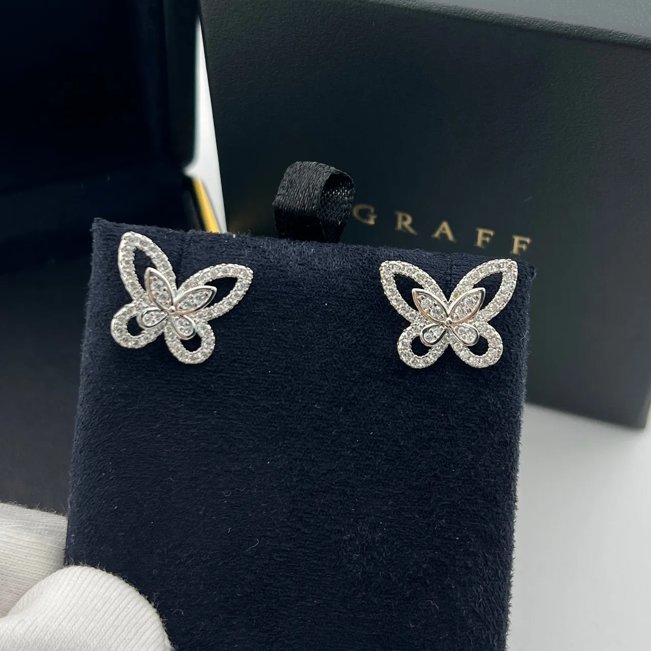Graff Butterfly Pavé Stud Earrings 3