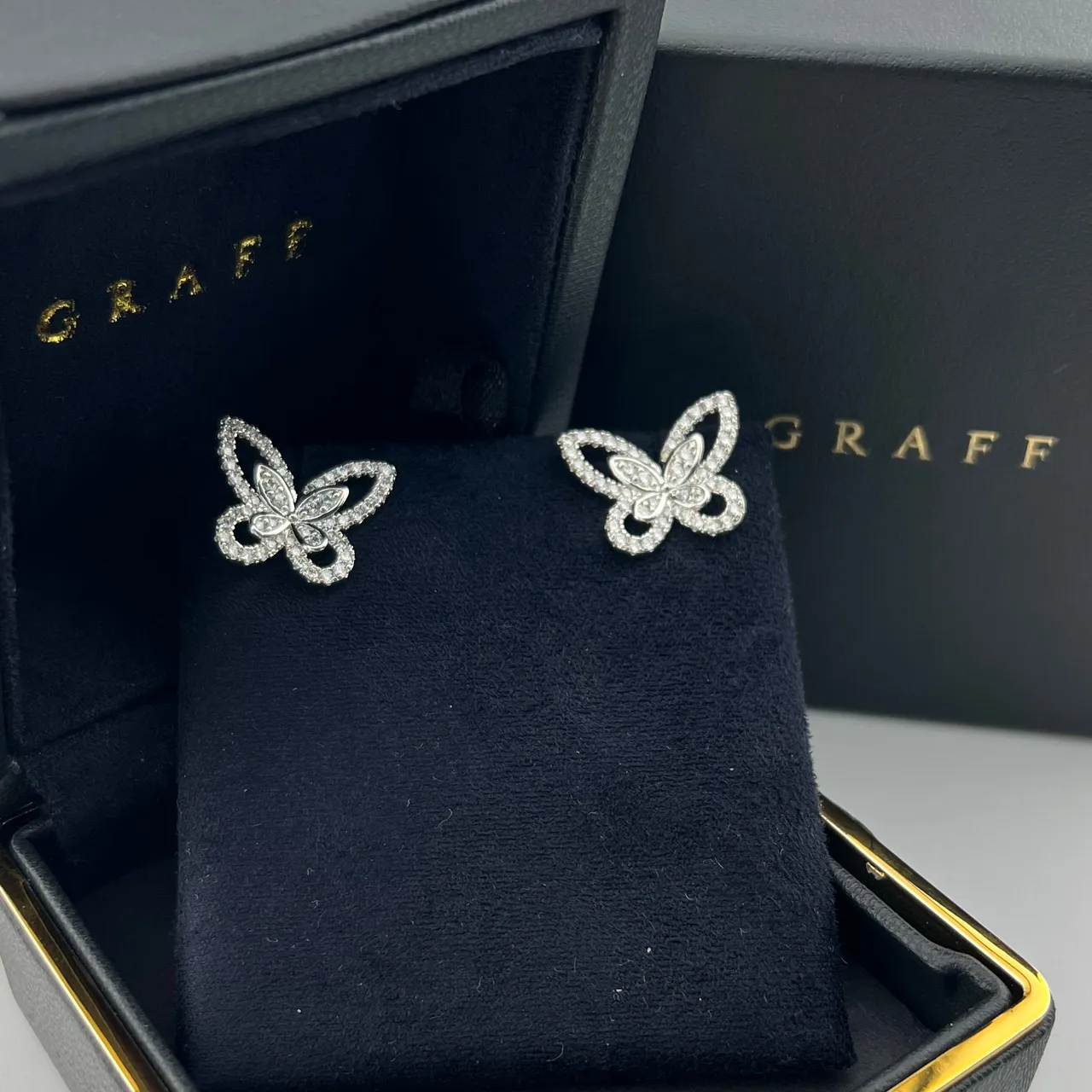 Graff Butterfly Pavé Stud Earrings 4