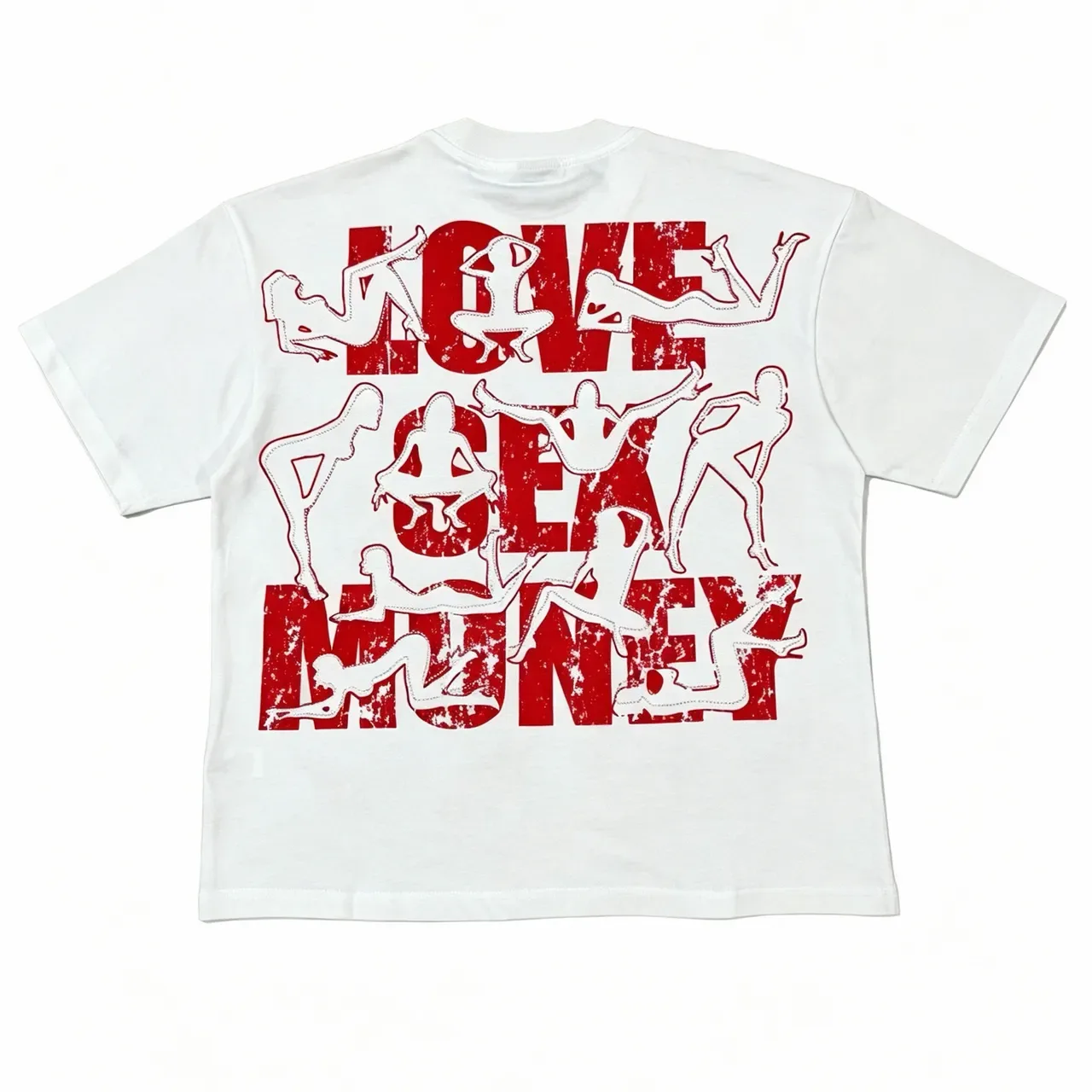 Graphic Print Distressed Typography Silhouette Overlay T-Shirt 10