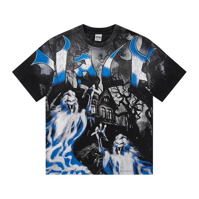 Graphic-Print Horror-Themed Oversized T-Shirt 2