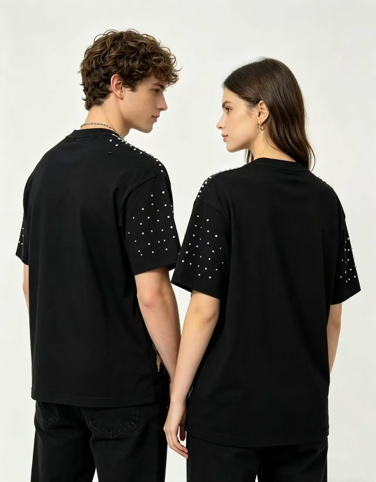 Graphic-Print Rhinestone-Embellished Oversized T-Shirt 5