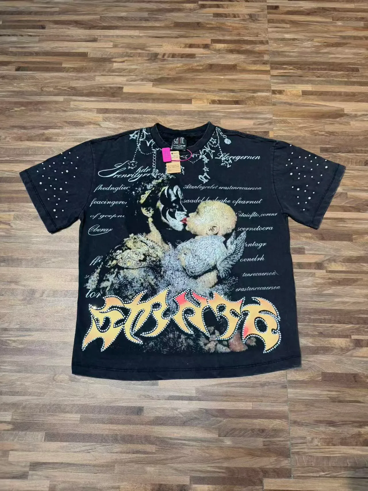 Graphic-Print Rhinestone-Embellished Oversized T-Shirt 7