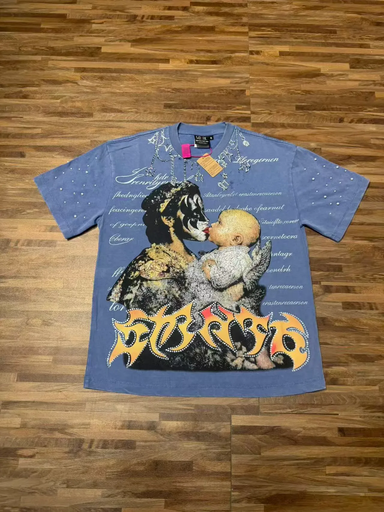 Graphic-Print Rhinestone-Embellished Oversized T-Shirt 10