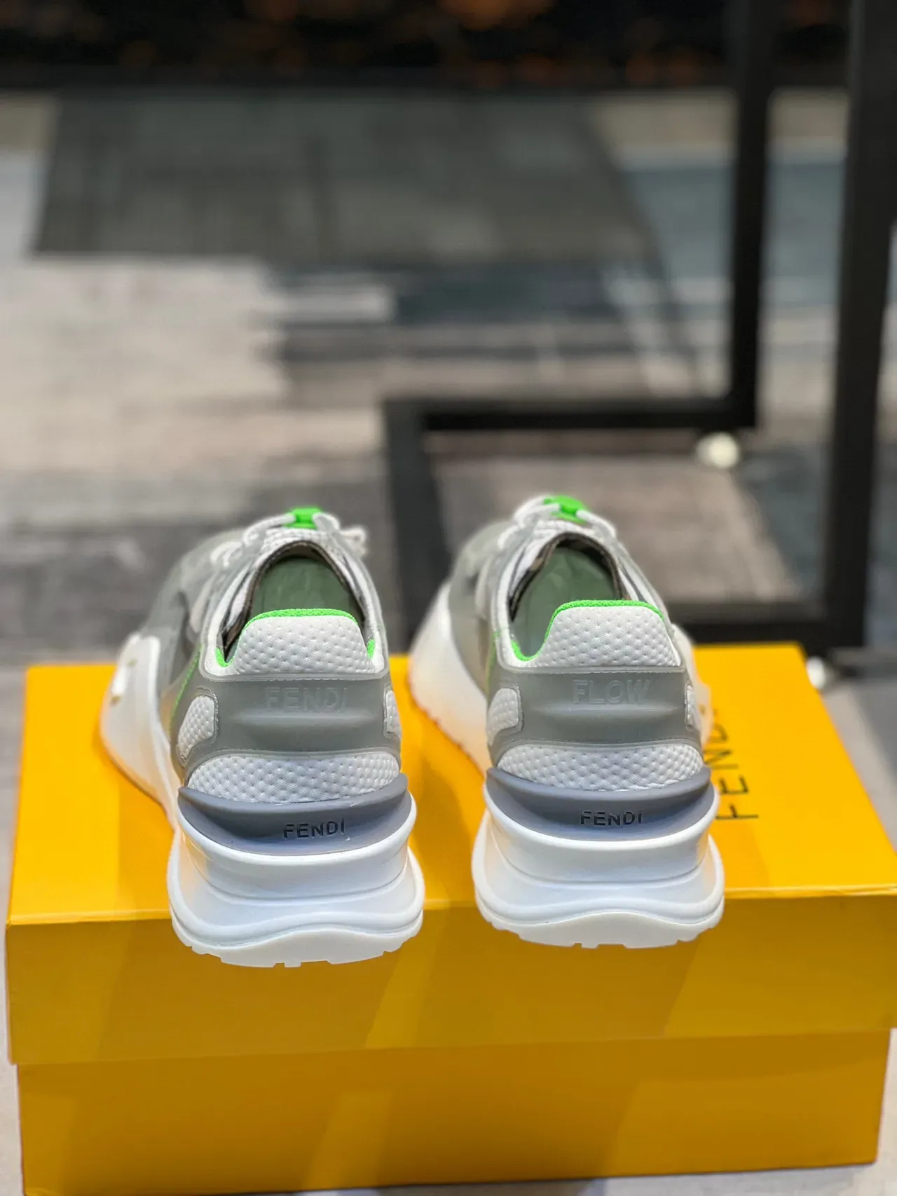 Gray and Green Chunky Sole Lifestyle Sneaker 2