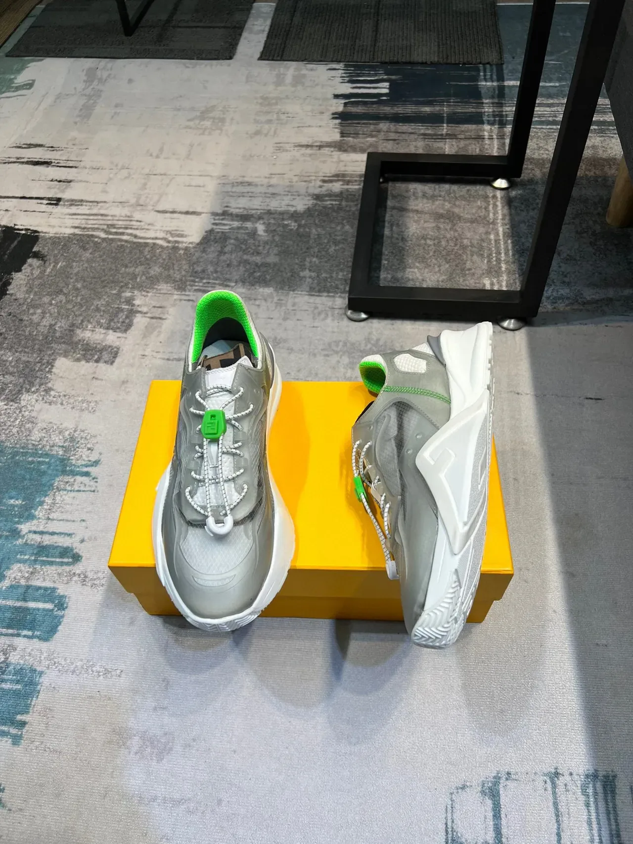 Gray and Green Chunky Sole Lifestyle Sneaker 4