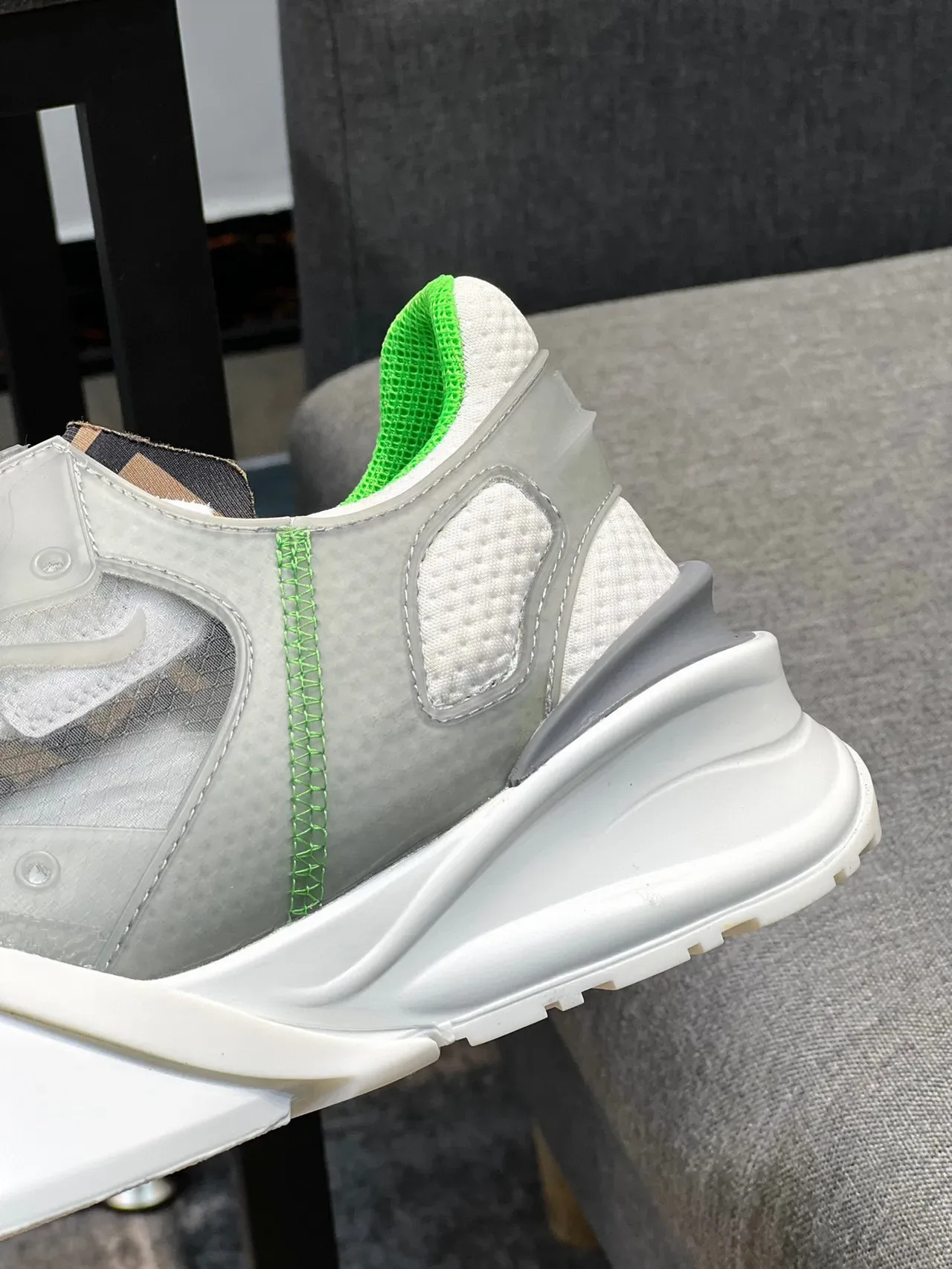 Gray and Green Chunky Sole Lifestyle Sneaker 8