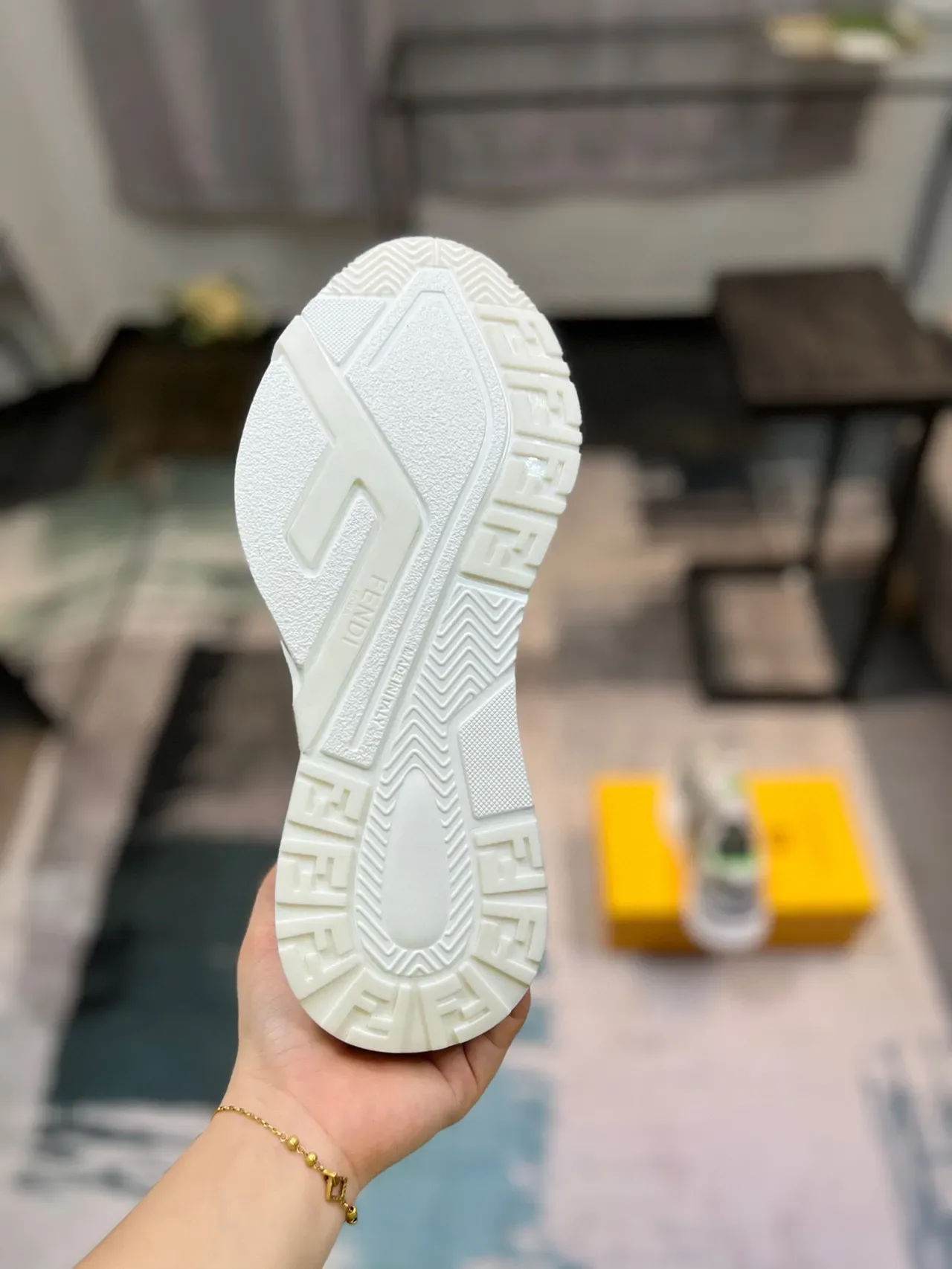 Gray and Green Chunky Sole Lifestyle Sneaker 9