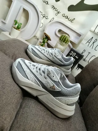 Gray and Silver Glitter Mesh Chunky Platform Sneakers 7