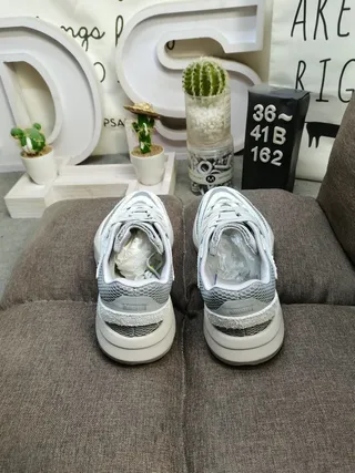 Gray and Silver Glitter Mesh Chunky Platform Sneakers 8
