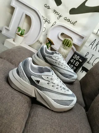 Gray and Silver Glitter Mesh Chunky Platform Sneakers 9