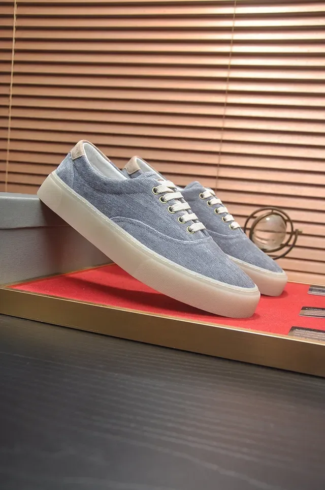 Gray Beige Low-Top Canvas Upper Sneakers 3