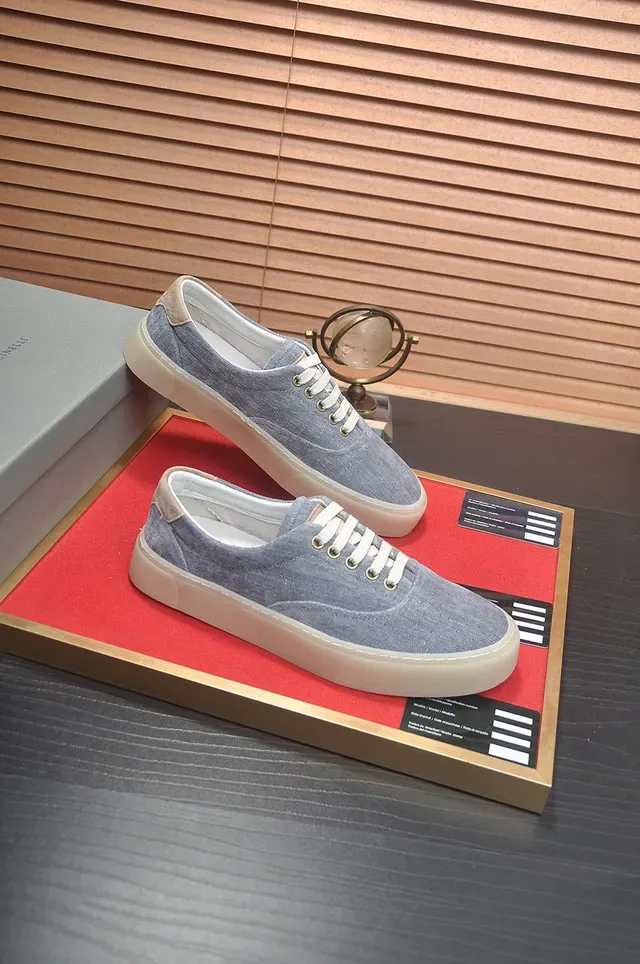 Gray Beige Low-Top Canvas Upper Sneakers 5