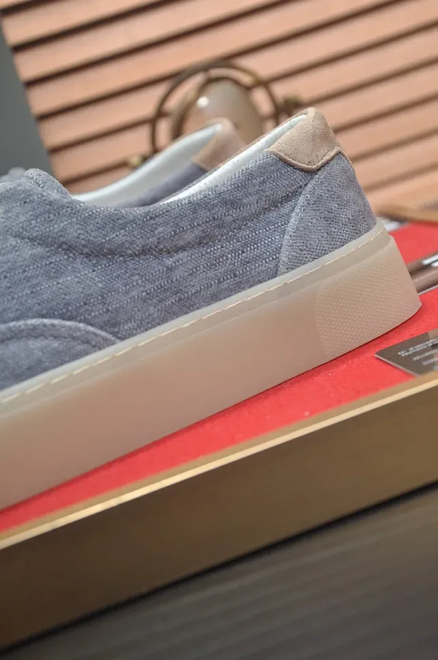 Gray Beige Low-Top Canvas Upper Sneakers 8