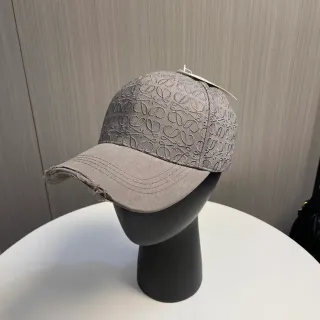 Gray Embroidered Monogram Structured Baseball Cap
