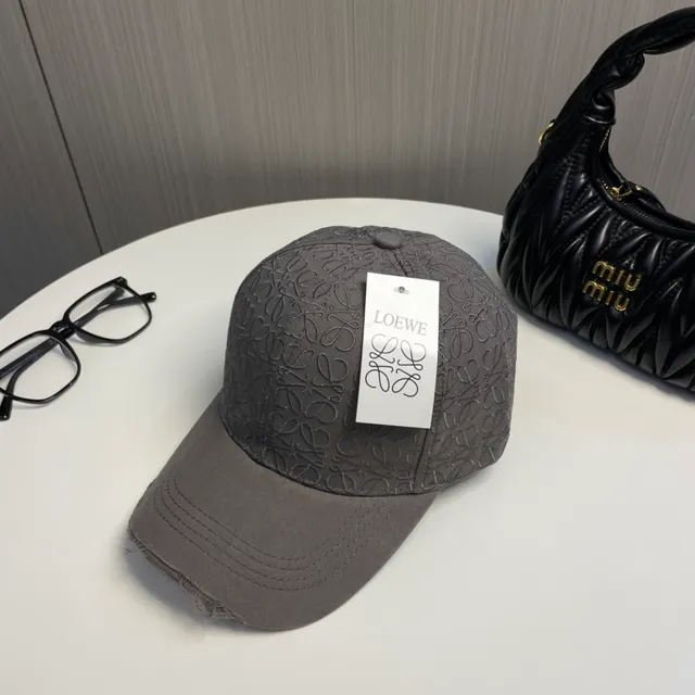 Gray Embroidered Monogram Structured Baseball Cap 5