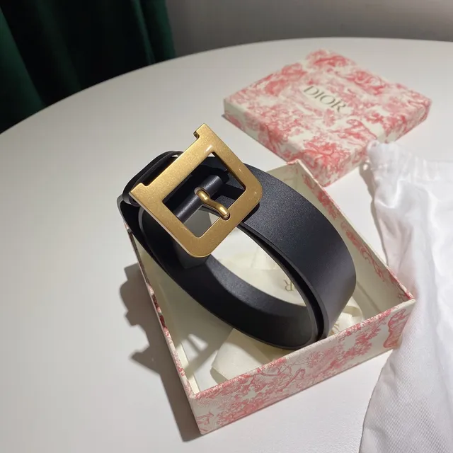 Gray Gold Narrow D-Ring Buckle Leather Belt 2