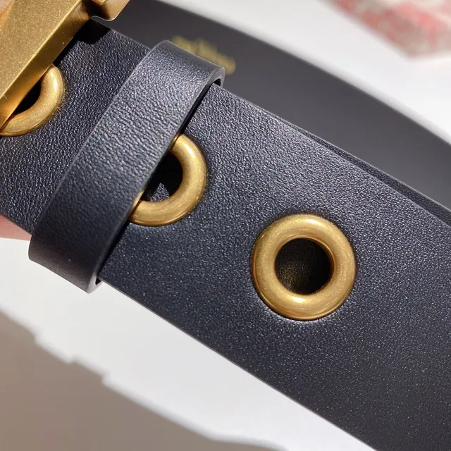 Gray Gold Narrow D-Ring Buckle Leather Belt 3