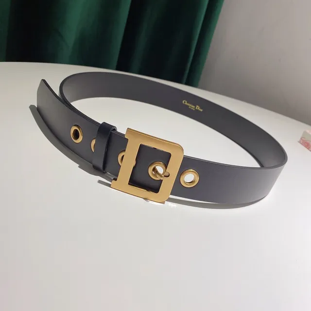 Gray Gold Narrow D-Ring Buckle Leather Belt 8