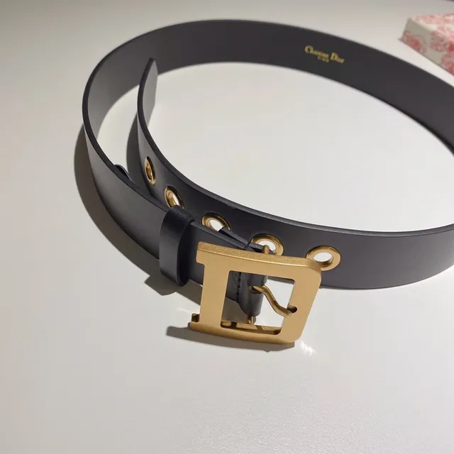 Gray Gold Narrow D-Ring Buckle Leather Belt 9