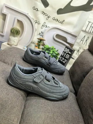Gray Laceless Dual Hook-and-Loop Straps Sneakers 9