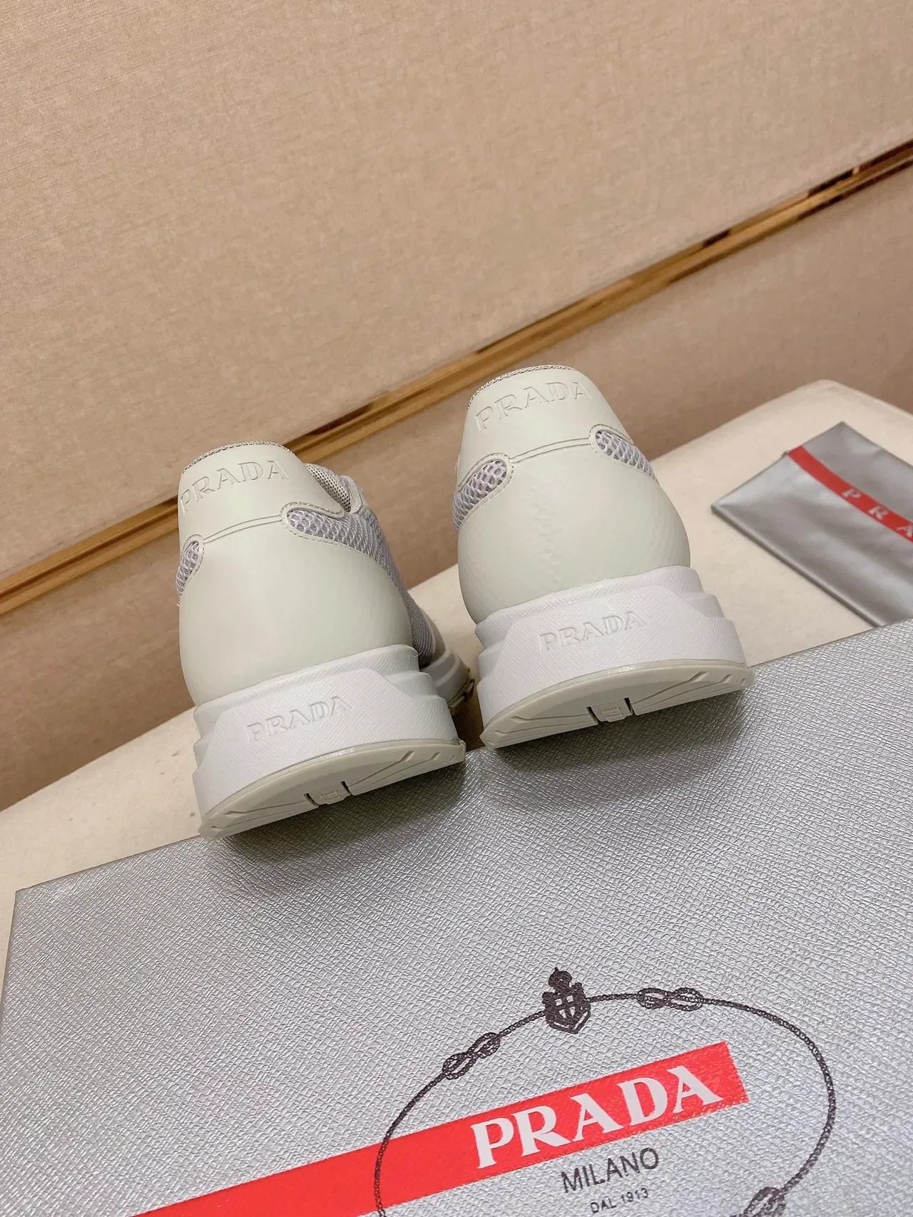 Gray Mesh Upper Sculpted White Midsole Sneakers 3