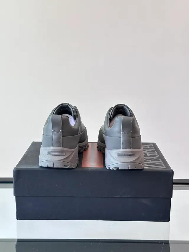 Gray Slip-On Construction Stitched Panel Upper Sneakers 3
